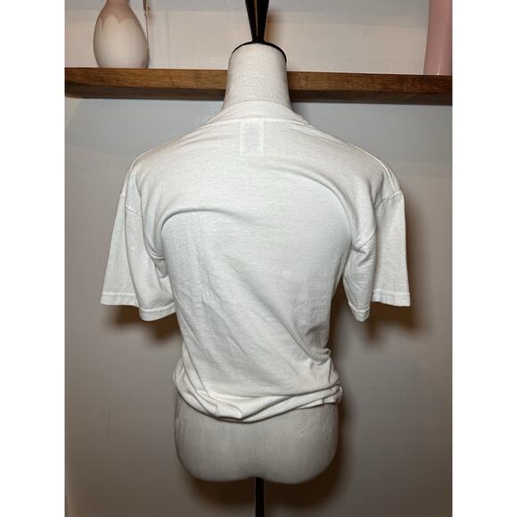 Vintage 90s Y2K Glitter Butterfly Flowers Nature Jerzees Shirt Size Small Pink - Picture 5 of 6